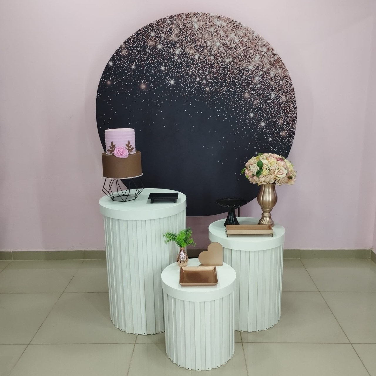 Kit Adulto Preto Com Glitter Rose Numero 7 - pampegueemonte