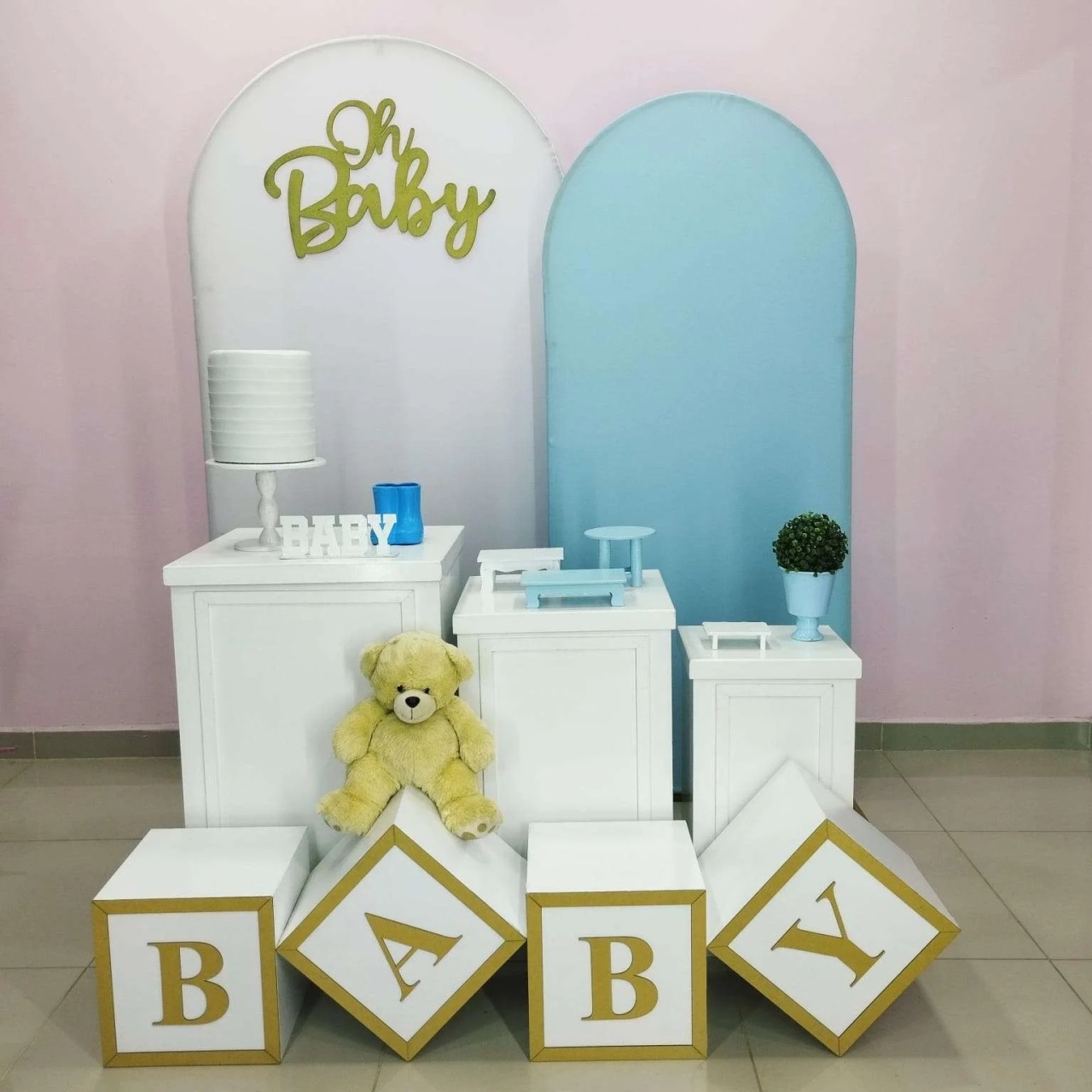 Kit Chá de Bebê Branco E Azul Numero 8 - pampegueemonte
