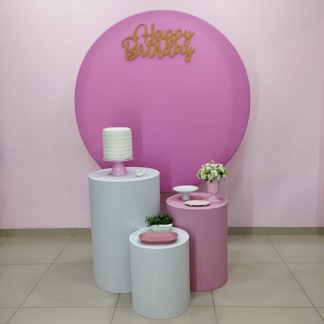 Kit Adulto Rosa Painel Redondo Numero 7 - pampegueemonte