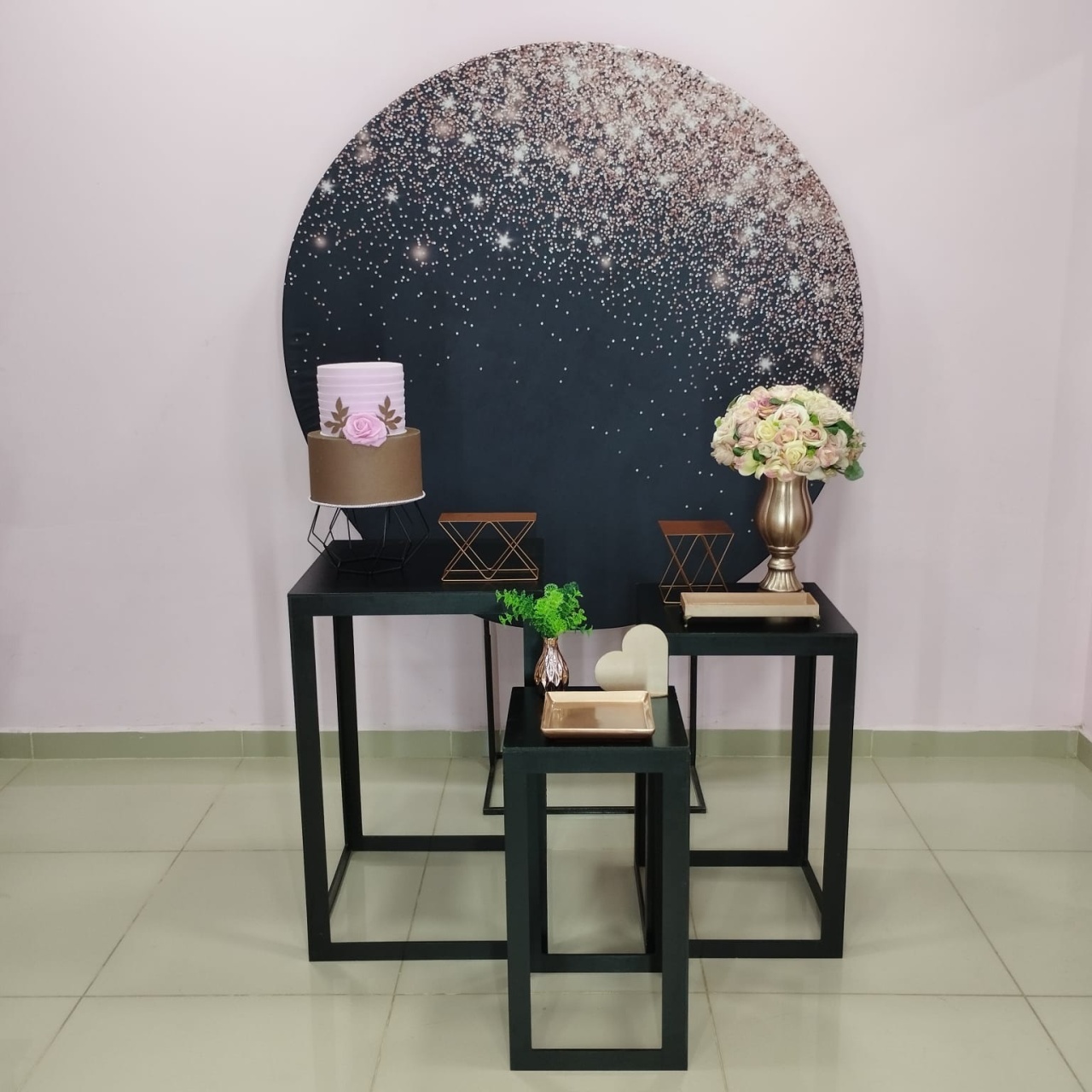 Kit Adulto Preto Com Glitter Rose Numero 5 - pampegueemonte