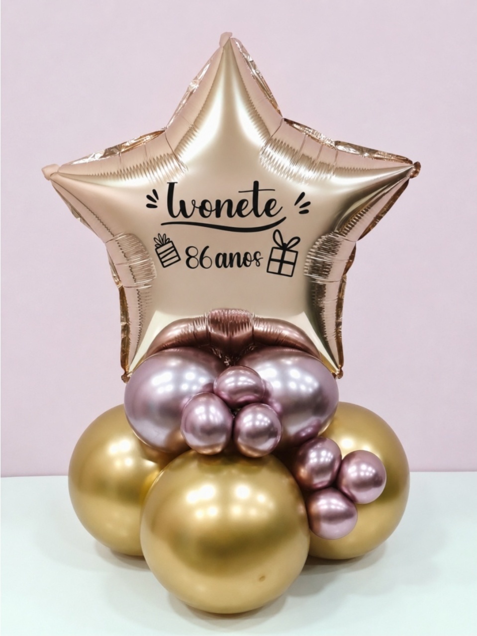 Arranjo Estrela Rose E Dourado - pampegueemonte