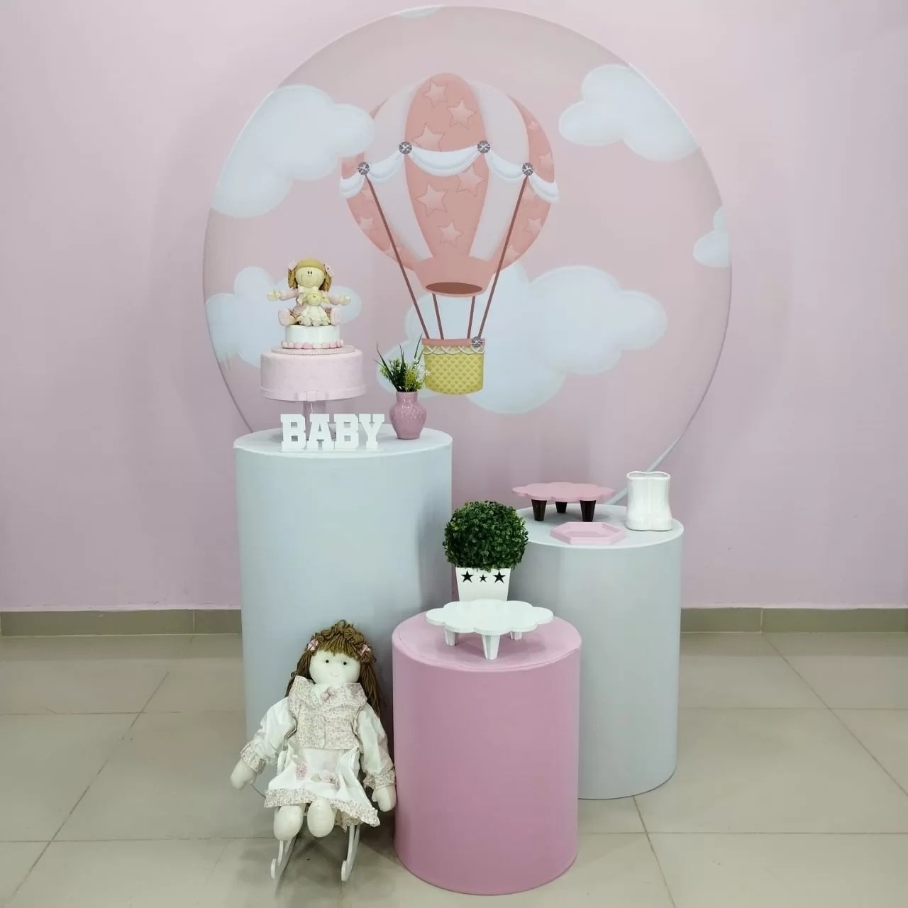 Kit Balão Rosa Numero 5 - pampegueemonte