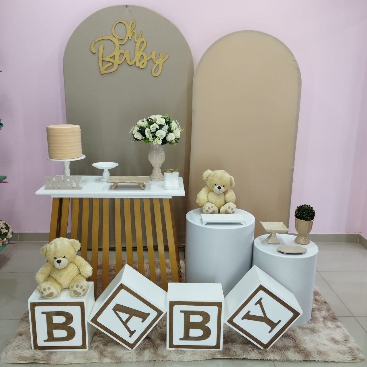 Kit Chá de Bebê Branco E Nude Numero 9 - pampegueemonte