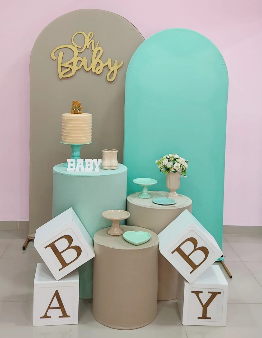 Kit Chá de Bebê Nude E Verde Numero 2 - pampegueemonte