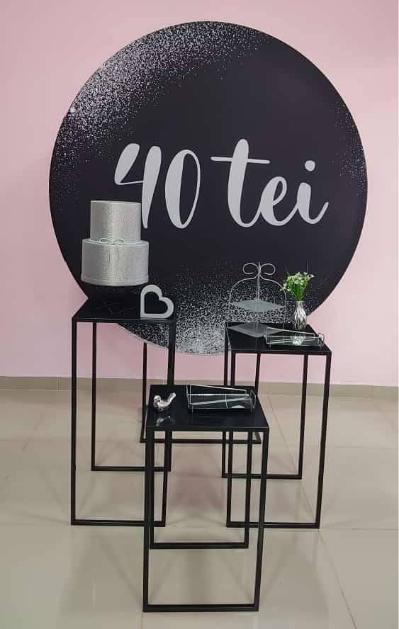 Kit 40Tei Prata E Preto Número 8 - pampegueemonte