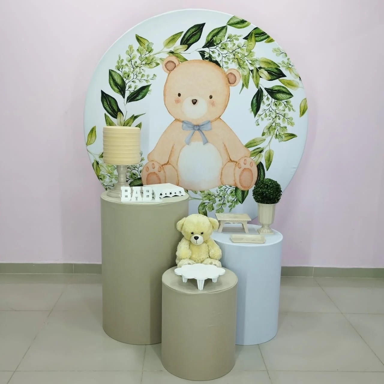 Kit Urso Com Floral Verde Numero 1 - pampegueemonte