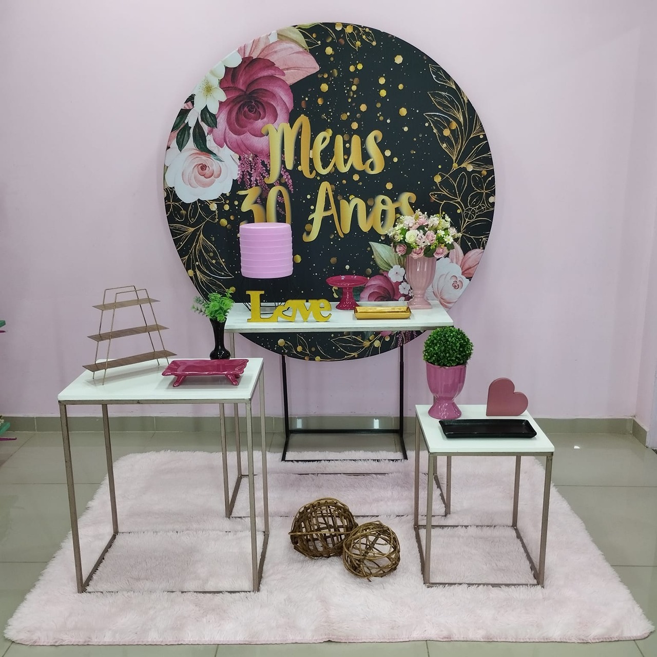 Kit 30 Anos Preto E Pink Número 2 - pampegueemonte