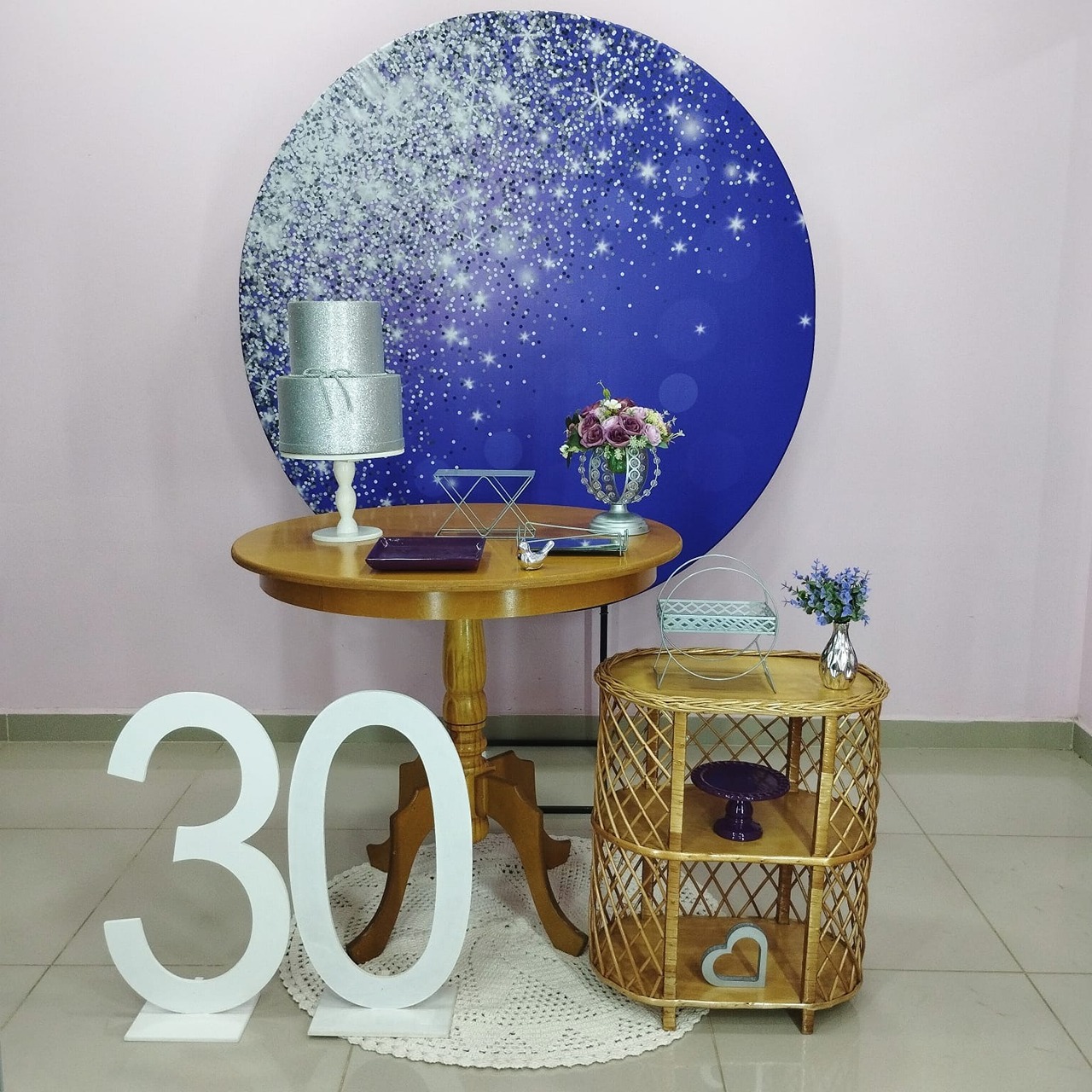 Kit Adulto Roxo Com Glitter Prata Numero 8 - pampegueemonte