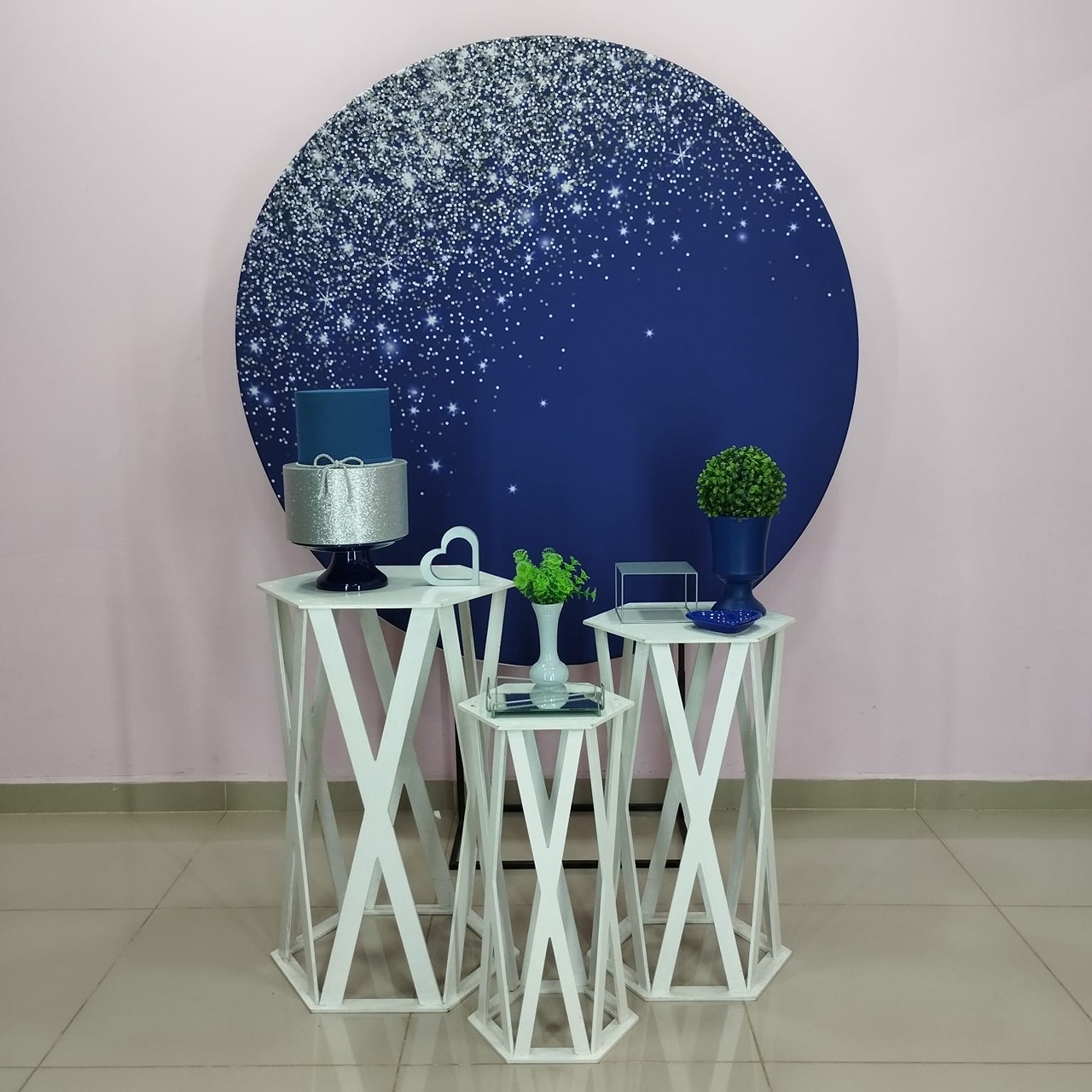 Kit Adulto Azul Com Glitter Prata Número 4 - pampegueemonte