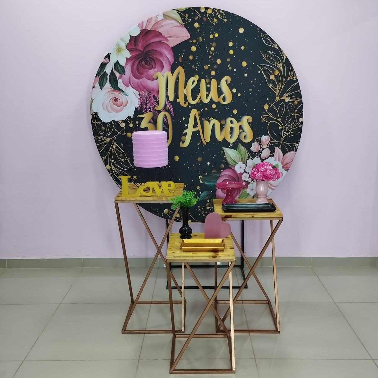Kit 30 Anos Preto E Pink Número 4 - pampegueemonte