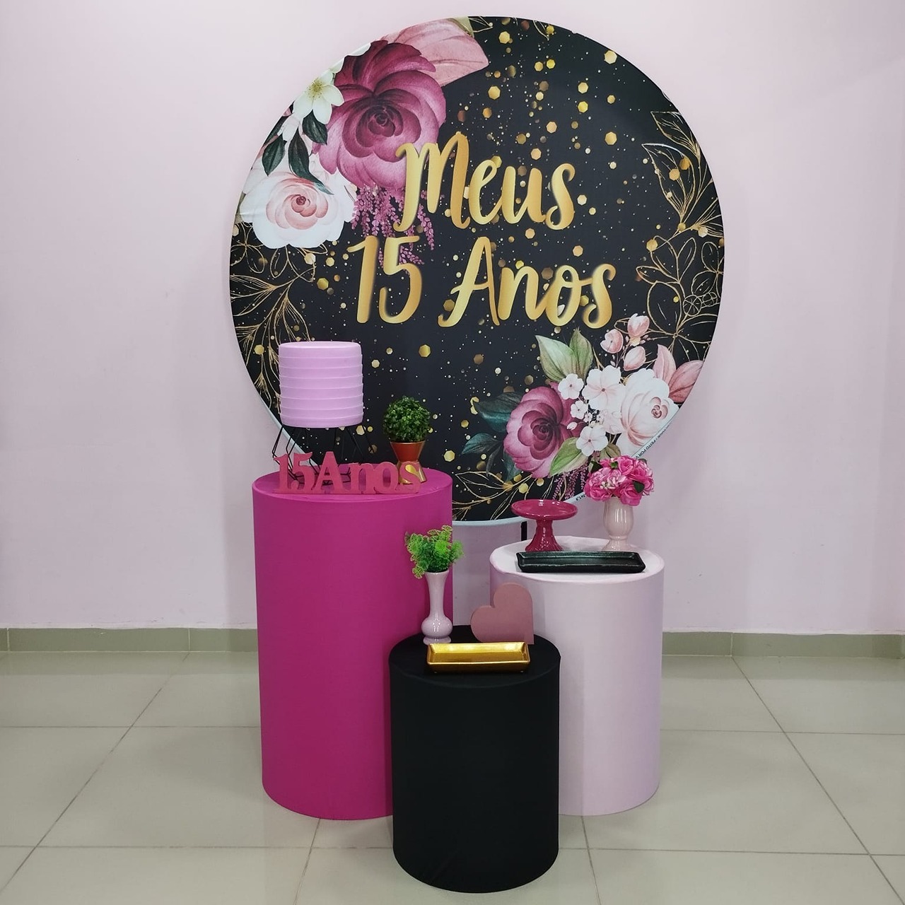Kit 15 Anos Preto E Pink Número 11 - pampegueemonte