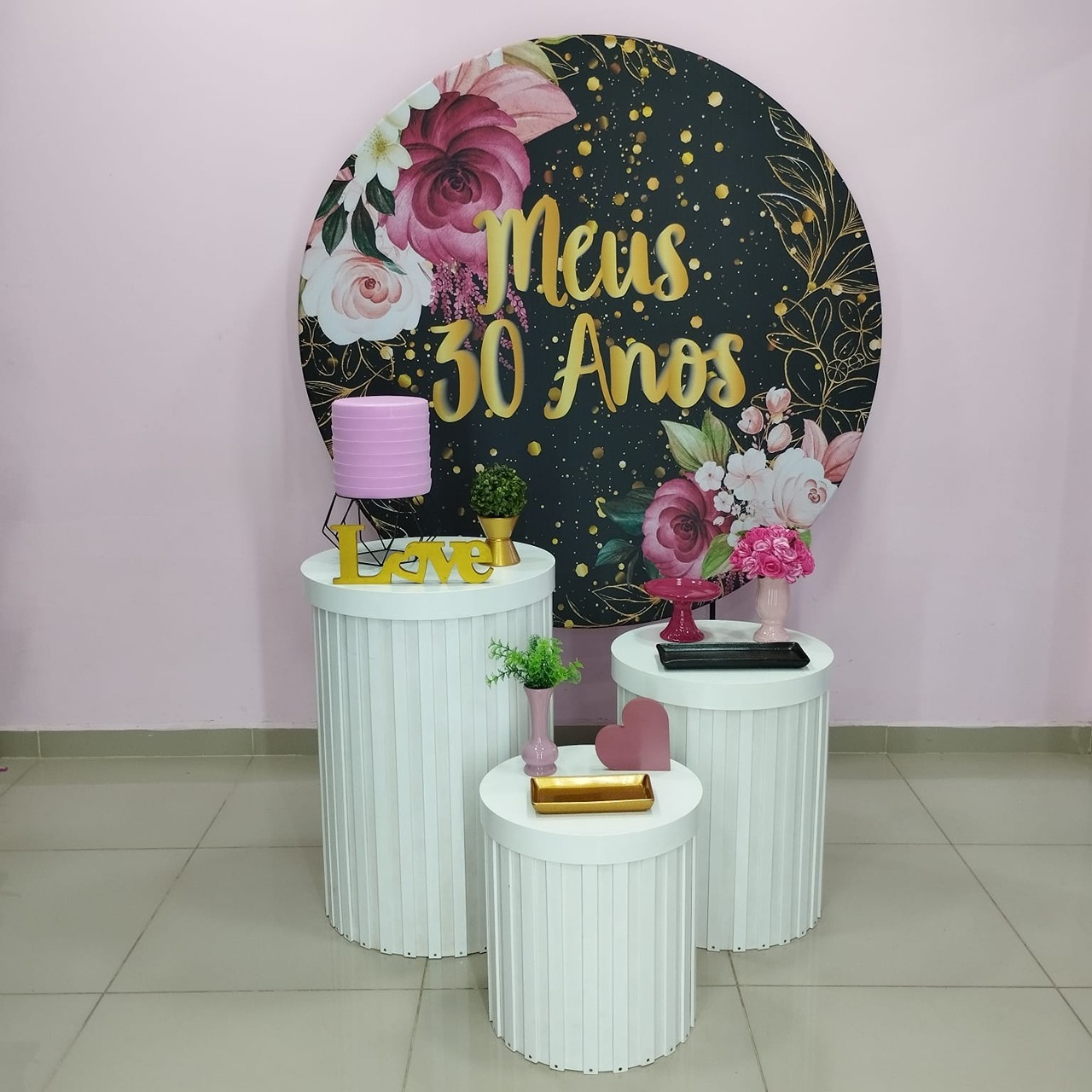 Kit 30 Anos Preto E Pink Número 12 - pampegueemonte
