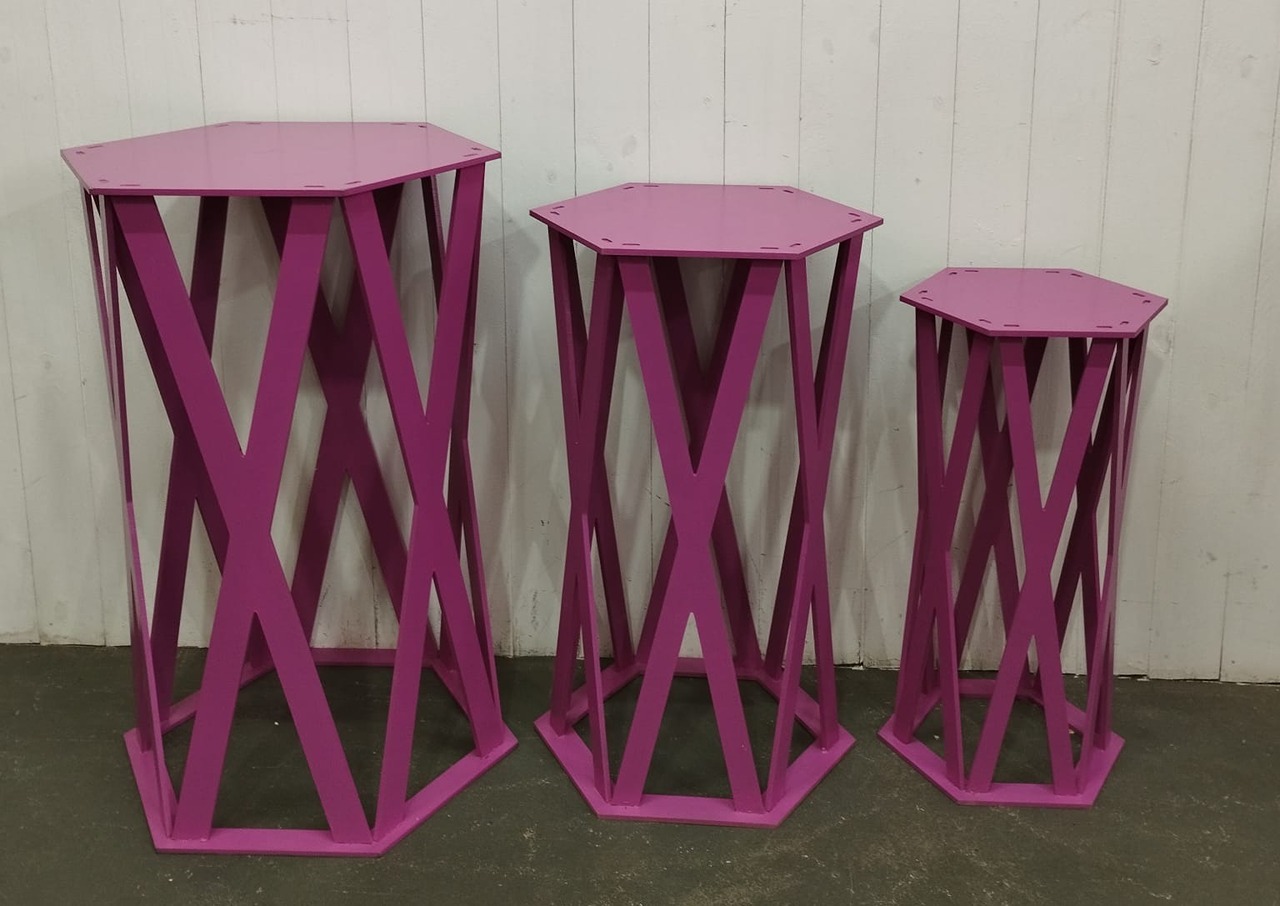 Trio Mesa Sextavado Pink Mdf  - pampegueemonte