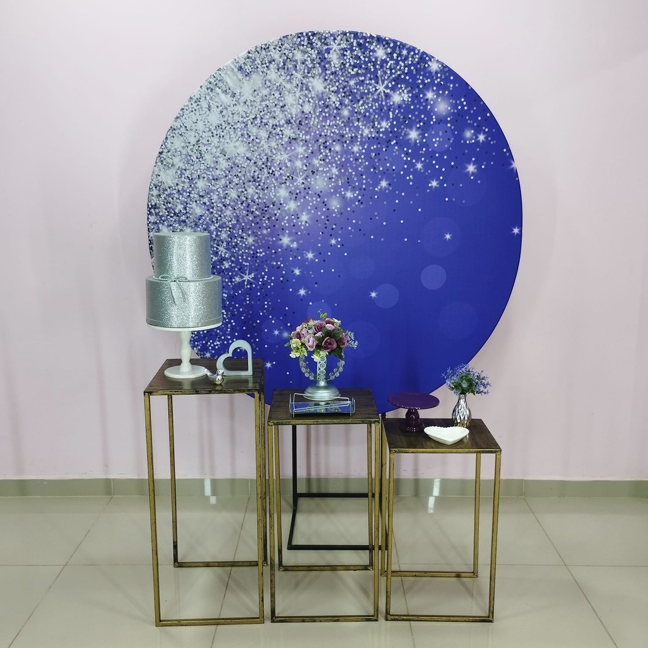 Kit Adulto Roxo Com Glitter Prata Numero 5 - pampegueemonte