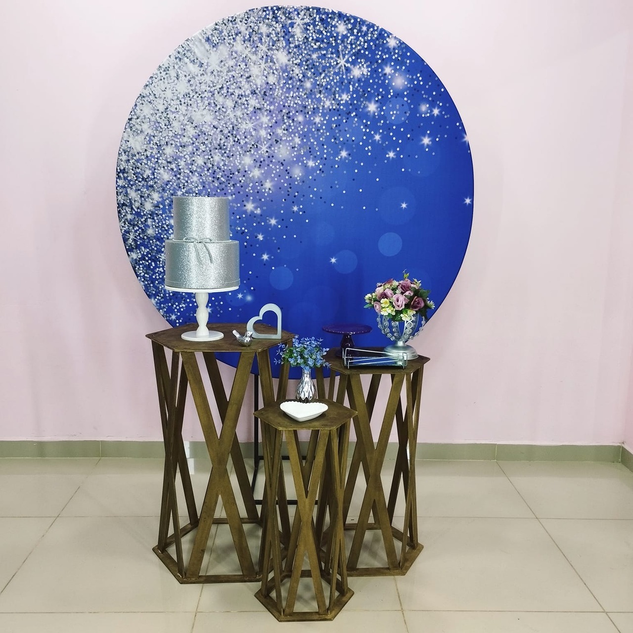 Kit Adulto Roxo Com Glitter Prata Numero 3 - pampegueemonte