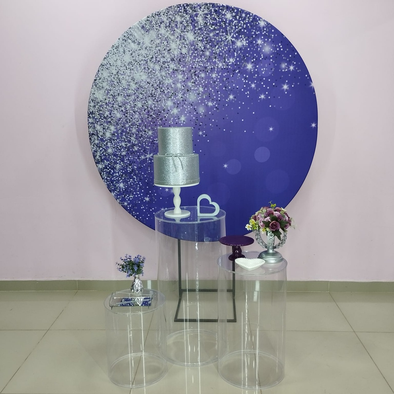 Kit Adulto Roxo Com Glitter Prata Numero 10 - pampegueemonte