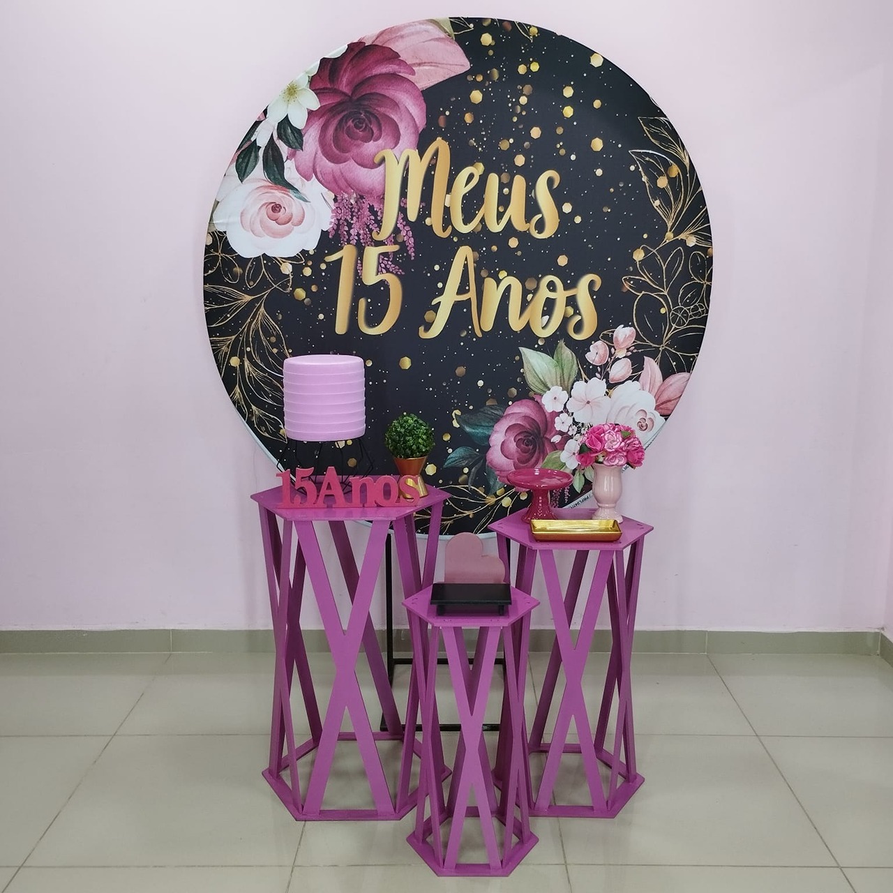 Kit 15 Anos Preto E Pink Número 9 - pampegueemonte