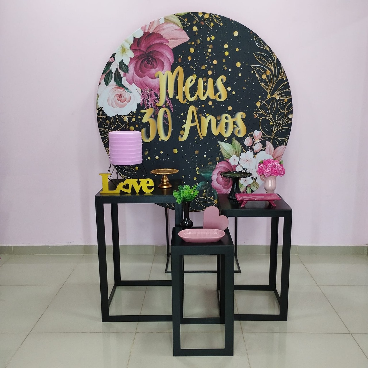 Kit 30 Anos Preto E Pink Número 7 - pampegueemonte