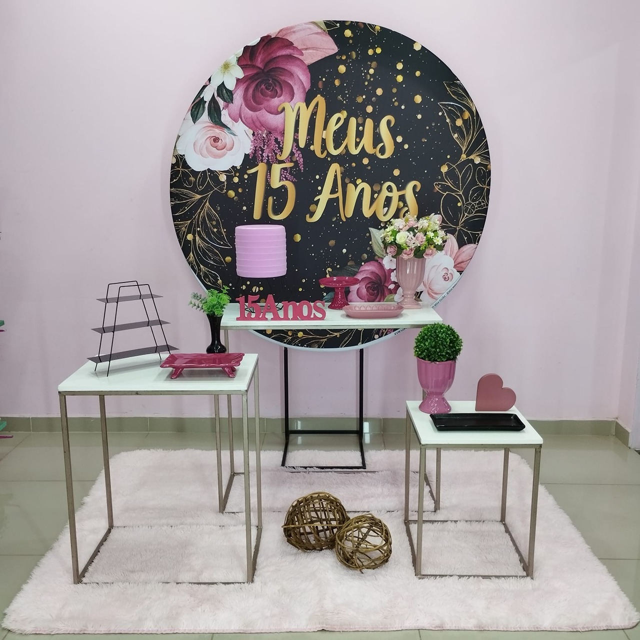 Kit 15 Anos Preto E Pink Número 1 - pampegueemonte