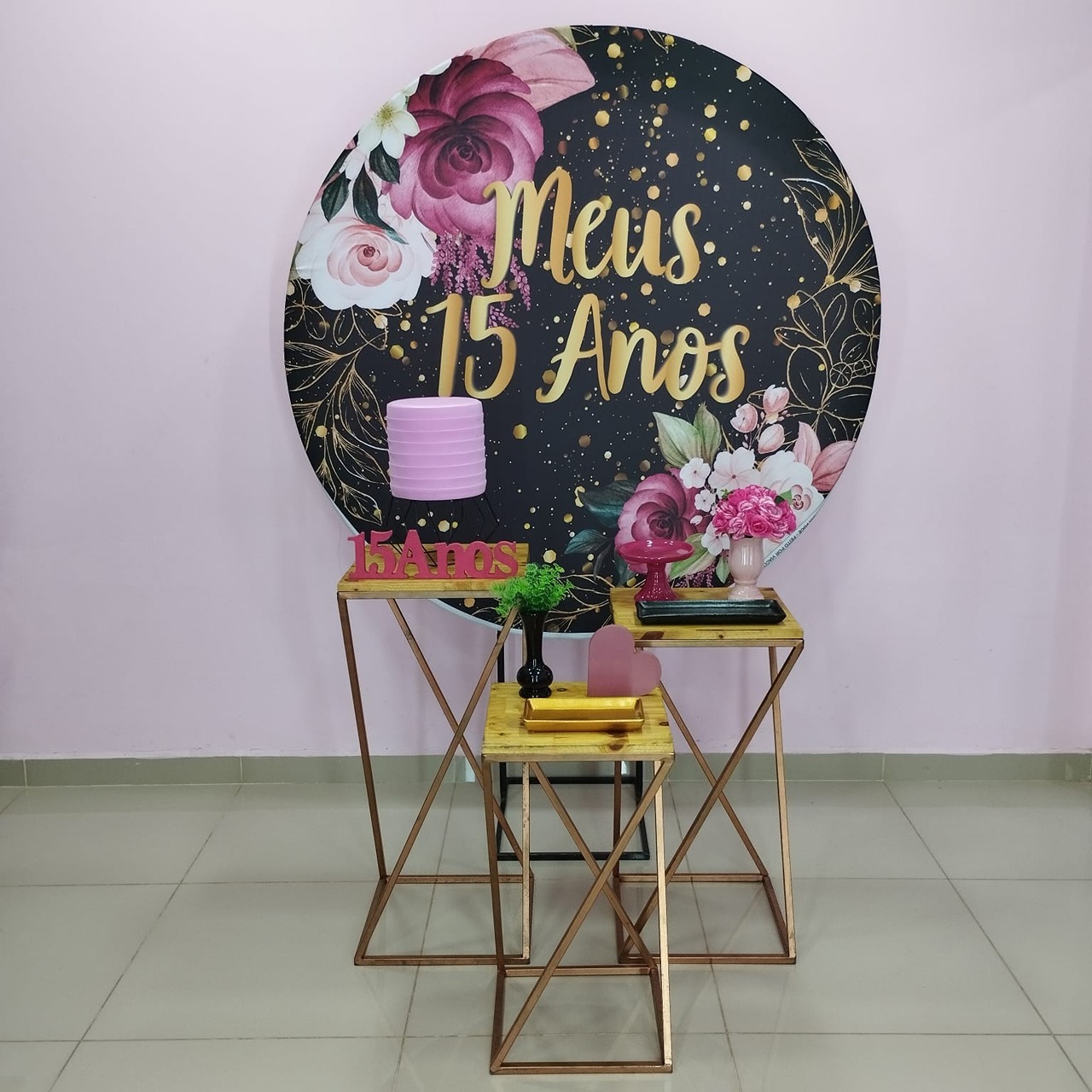 Kit 15 Anos Preto E Pink Número 4 - pampegueemonte