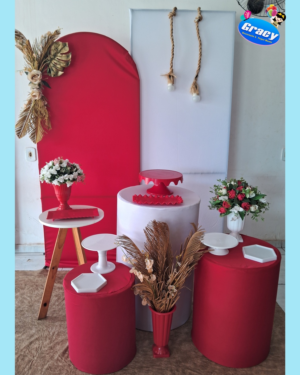 Painel Romano Vermelho E Bramco - gracypeguemonte