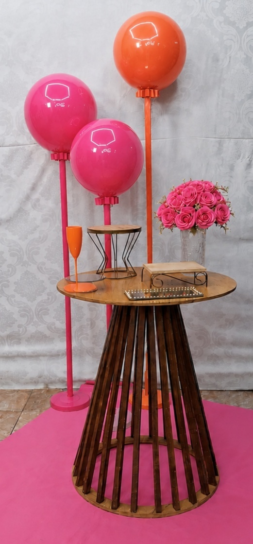 Festa Na Mesa / Balão Rosa Pink E Laranja - gracypeguemonte