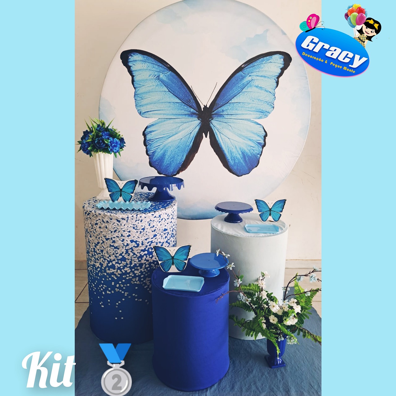 Borboleta 4 Azul Prata - gracypeguemonte