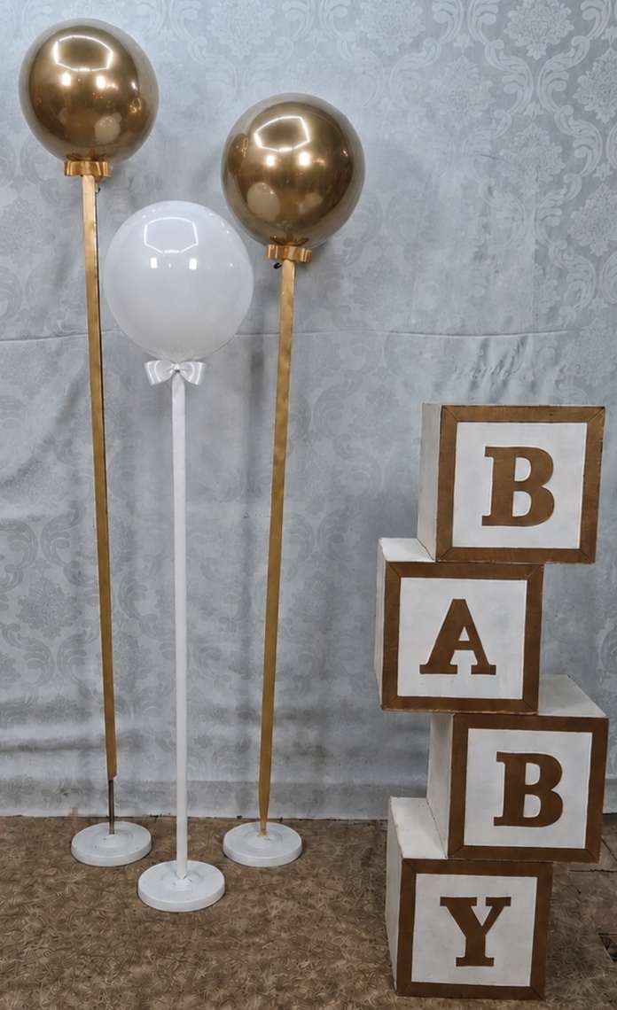 Baby/ Balão Dourado E Branco - gracypeguemonte