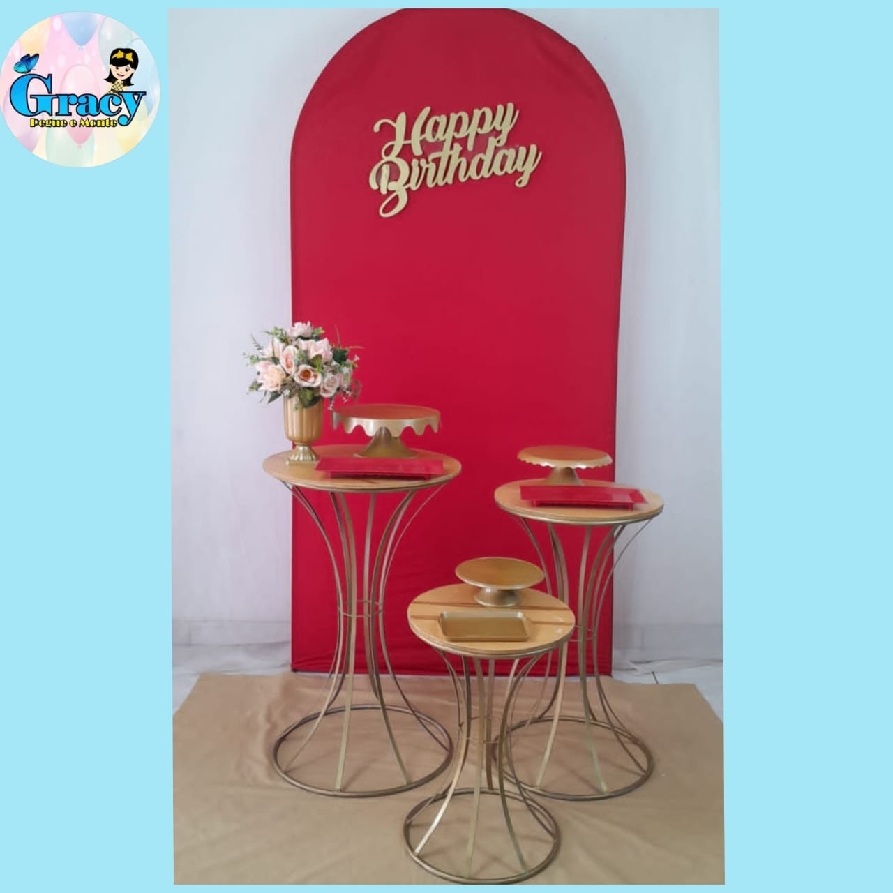 Painel Romano Vermelho Happy - gracypeguemonte