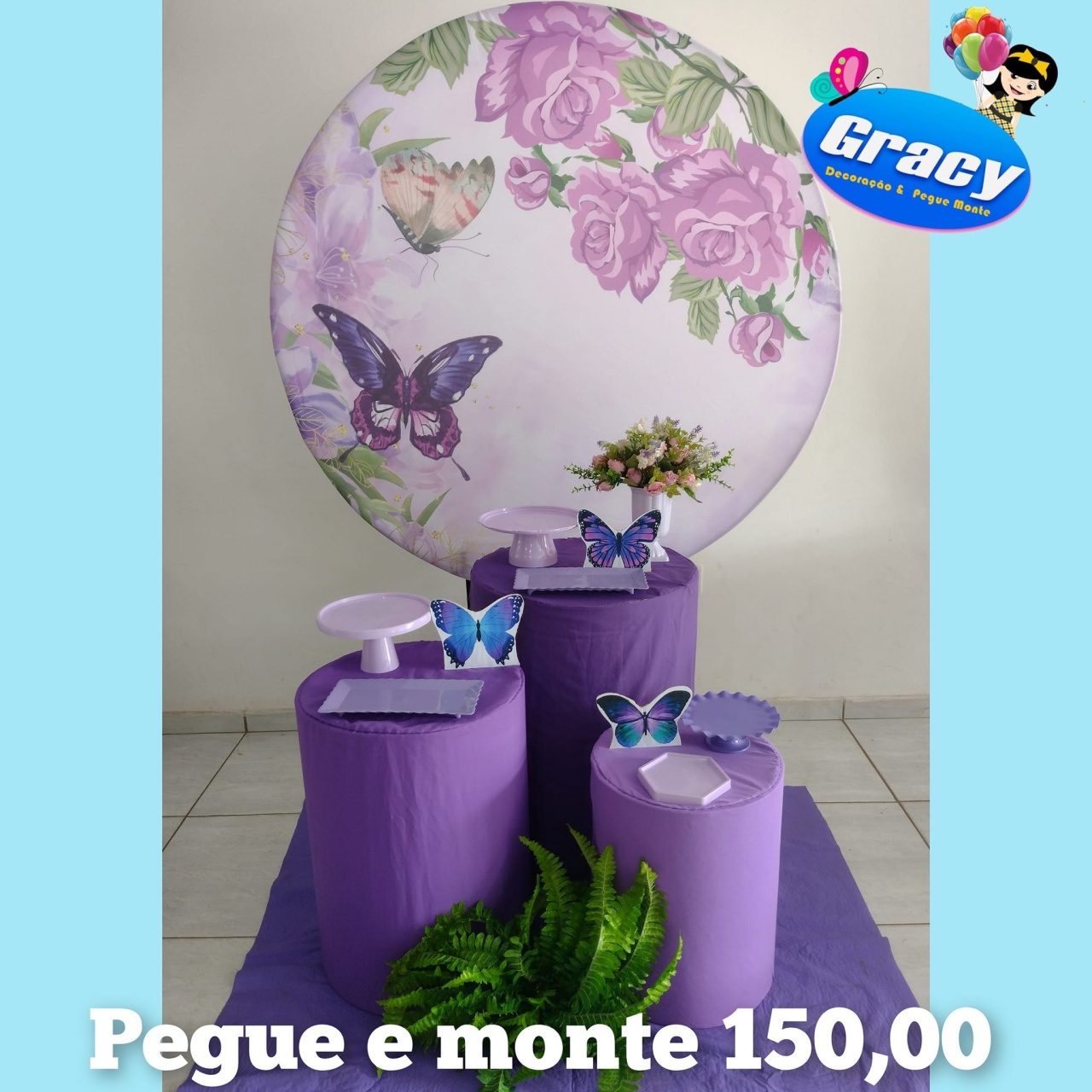 Borboleta Roxa Prata - gracypeguemonte
