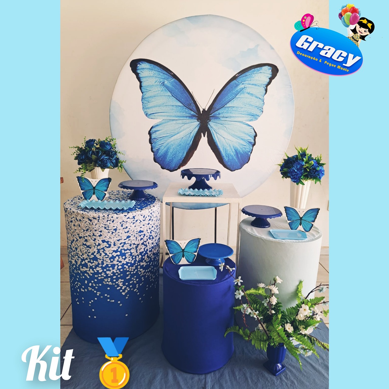 Borboleta 4 Azul Prata - gracypeguemonte