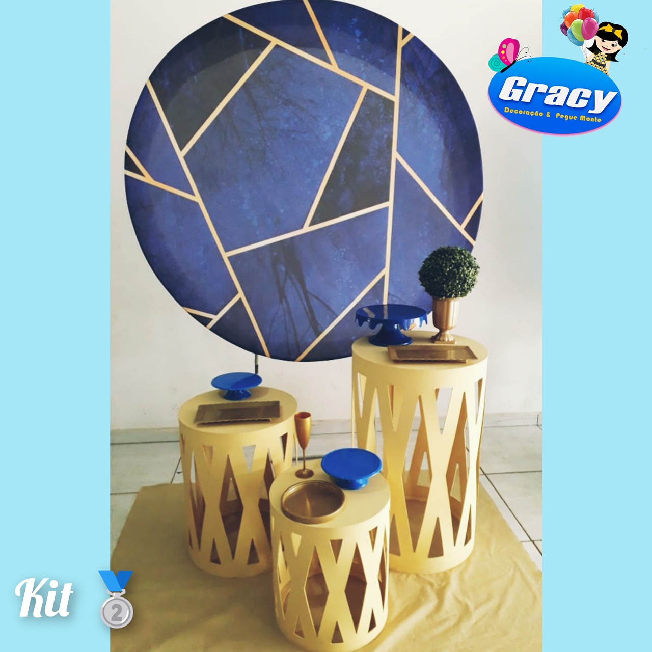 Azul Com Dourado Prata - gracypeguemonte