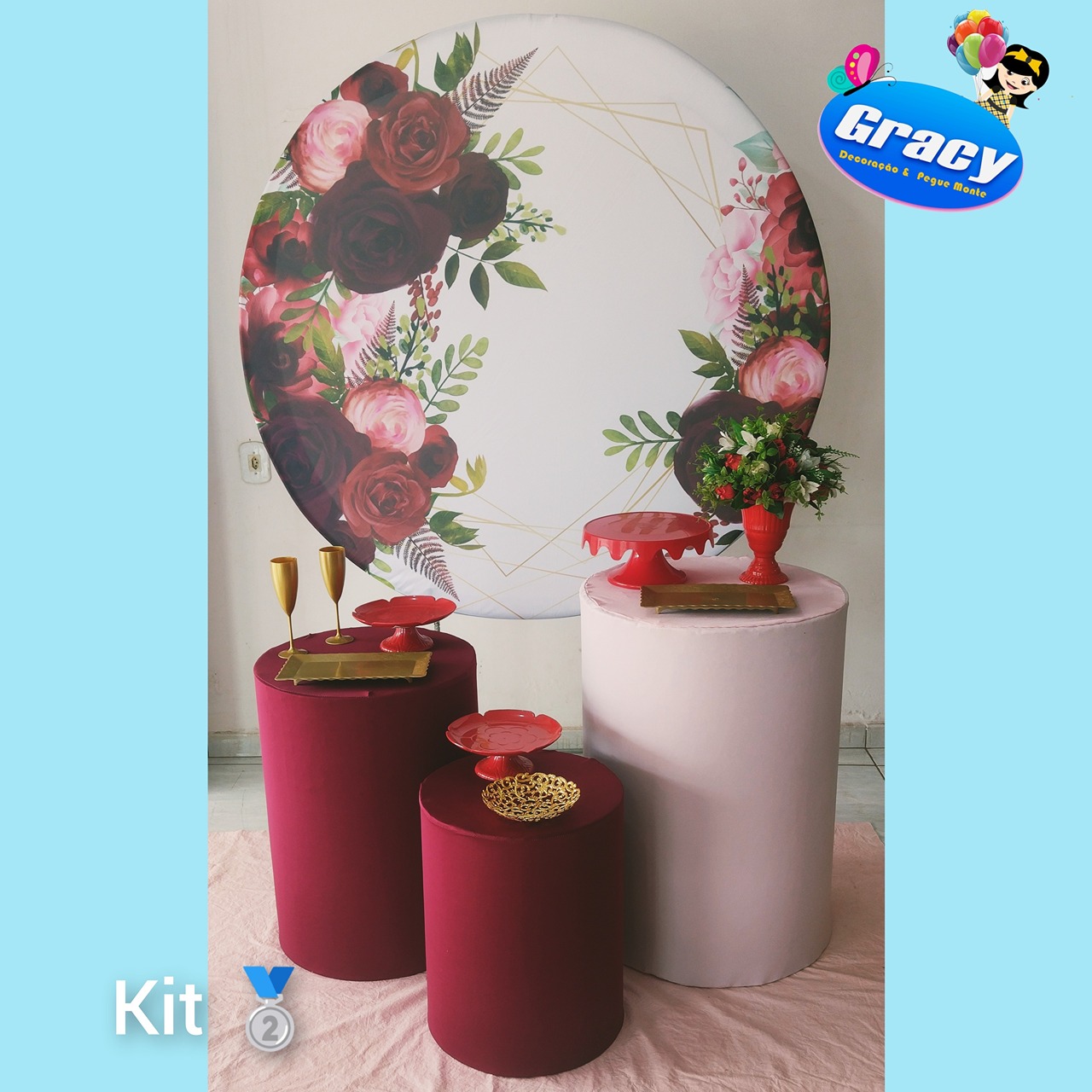 Floral Vermelho Prata - gracypeguemonte