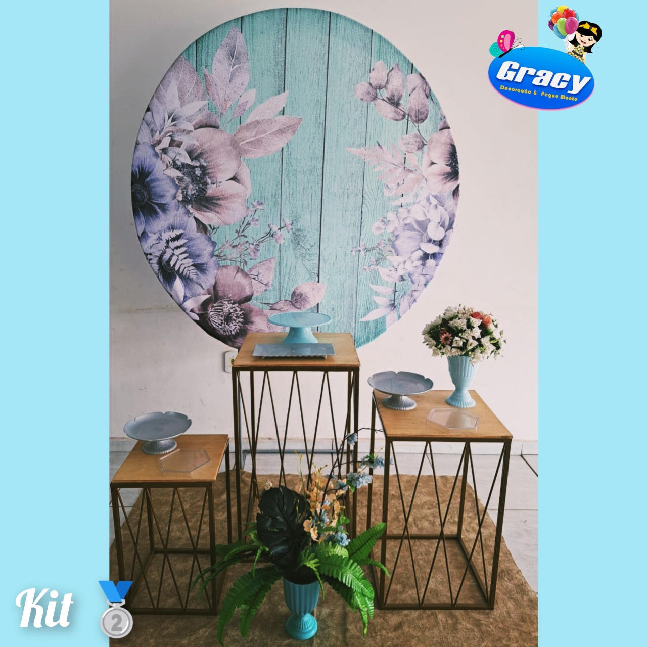 Kit Floral Azul Claro 4  - gracypeguemonte