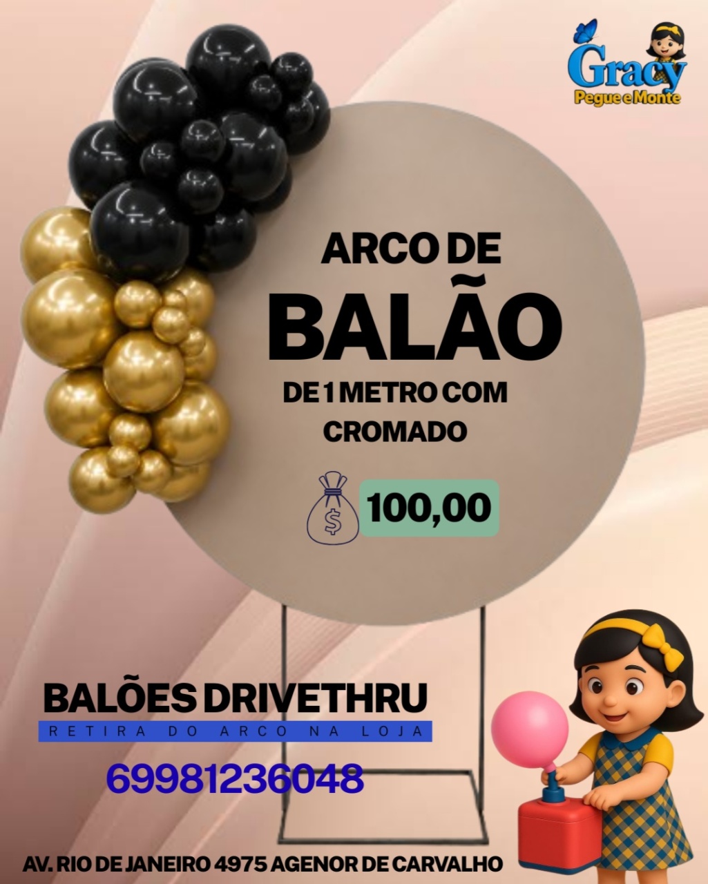 Arco de Balões 1Mt / Cromado - gracypeguemonte