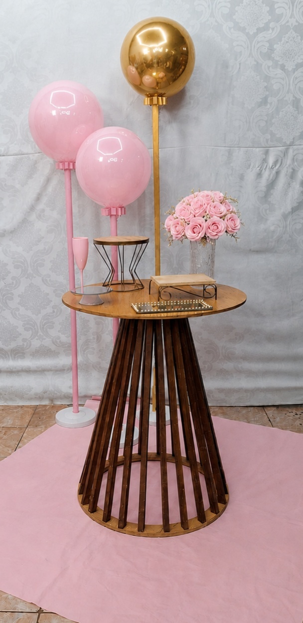 Festa Na Mesa / Balão Rosa E Dourado - gracypeguemonte