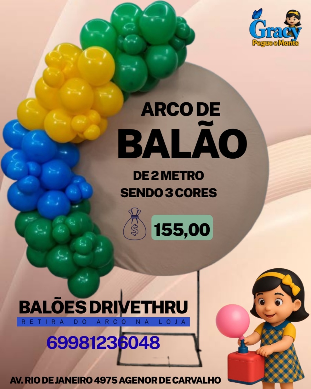 Arco de Balão de 2M - gracypeguemonte