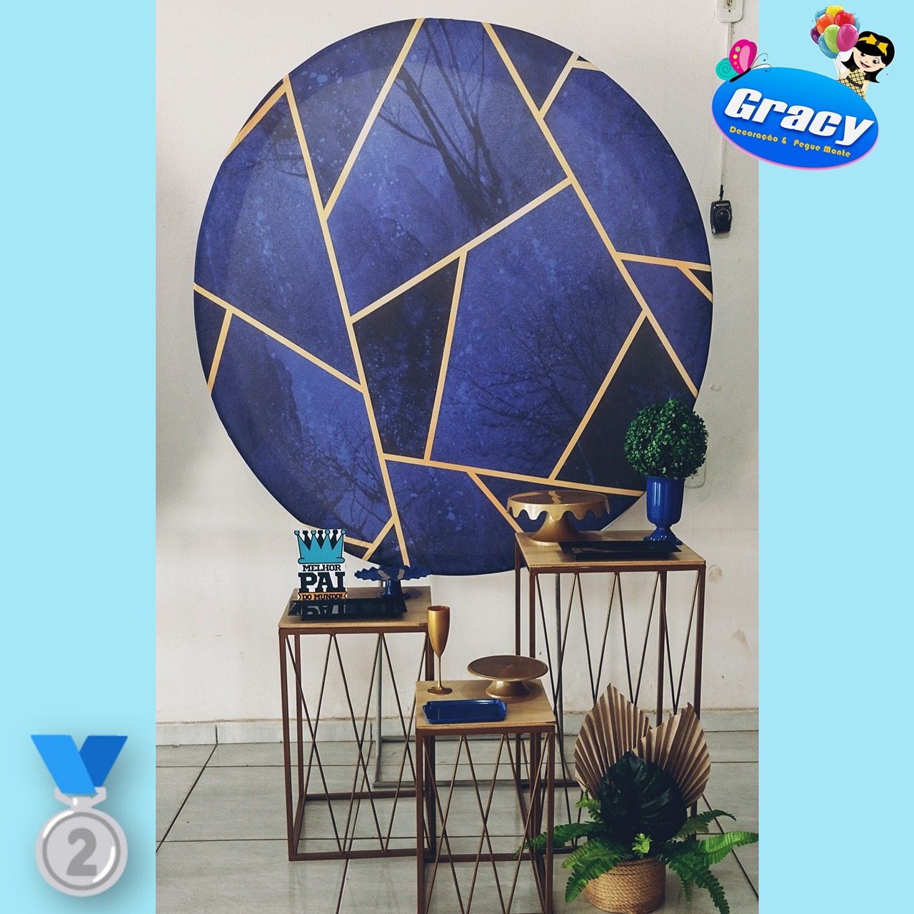 Azul Com Dourado Prata - gracypeguemonte