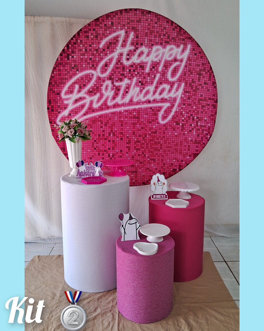 Happy Birtday Rosa Pink Prata - gracypeguemonte