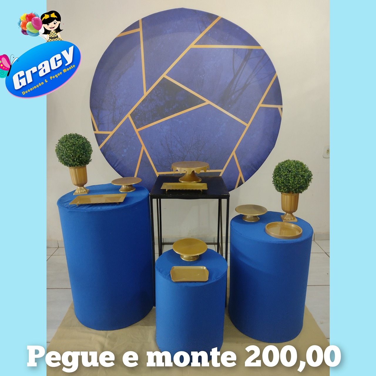 Azul Com Dourado Ouro - gracypeguemonte