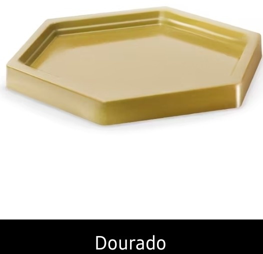 Bandeja Sextavada Pequena Dourada - Pegue e Monte Leão de Judá 