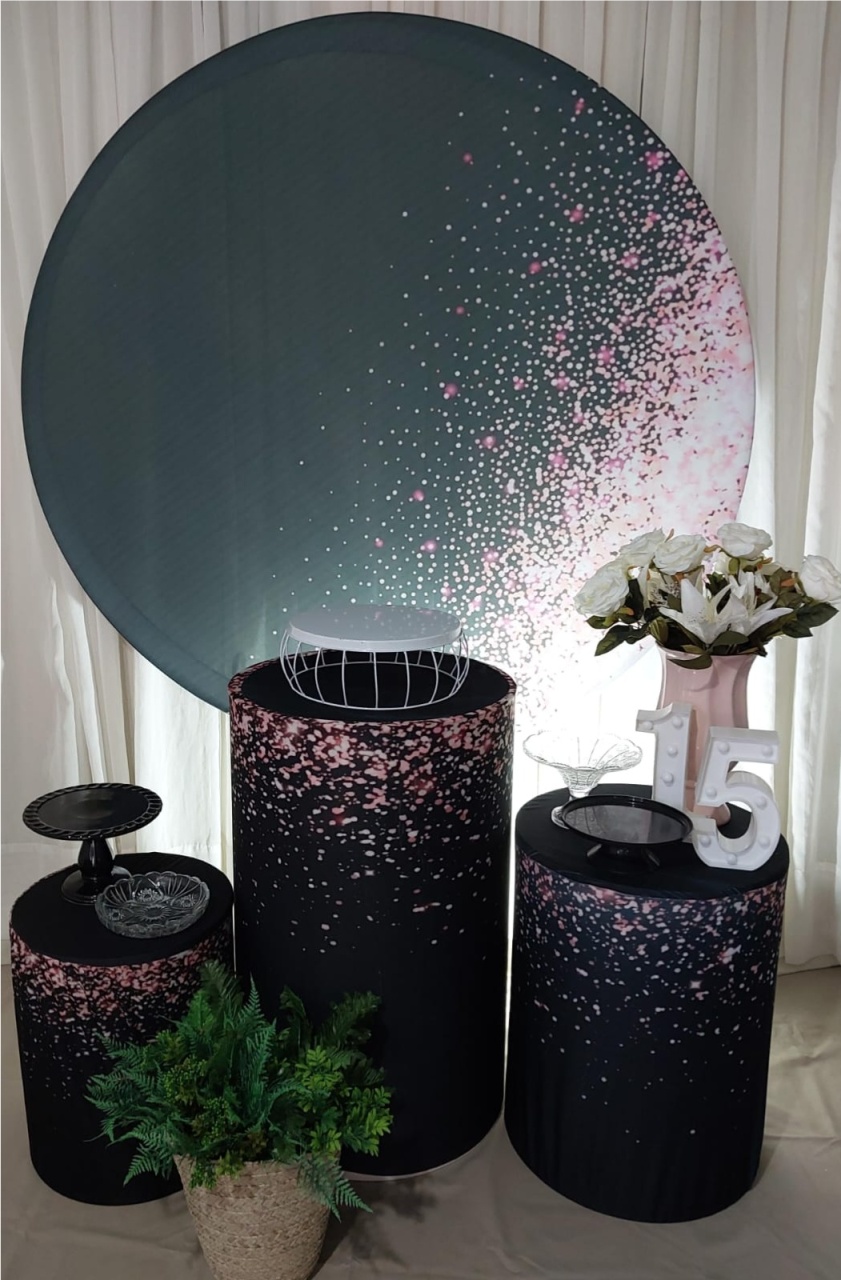 Glitada Preto Com Rosé Rubi - Tok de Festas 