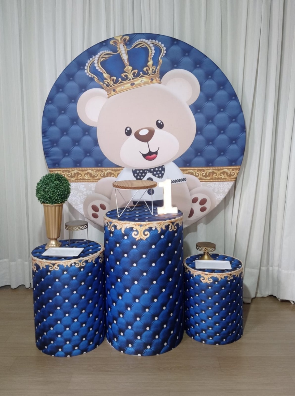Ursinho Principe Azul Escuro Rubi - Tok de Festas 