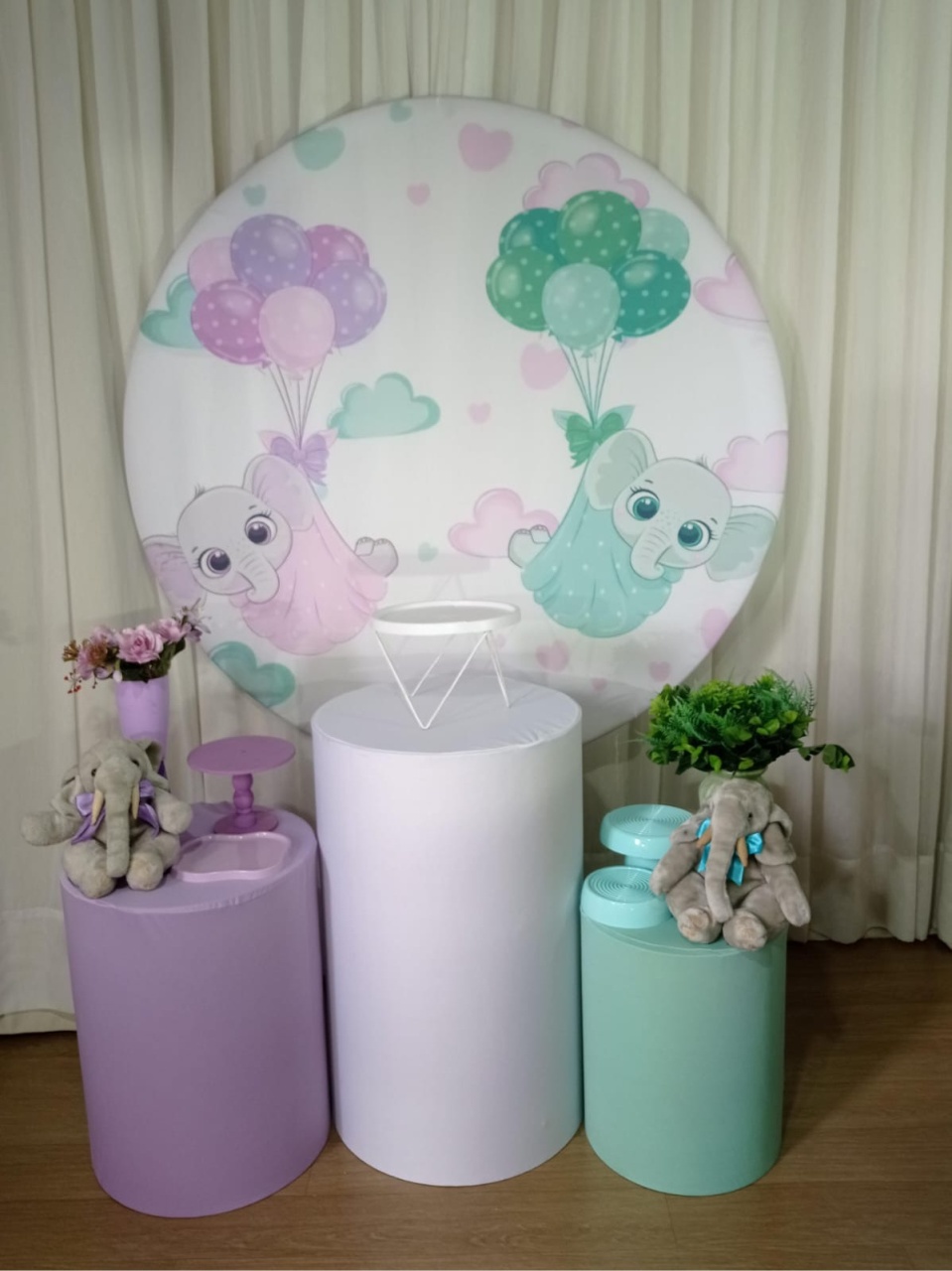 Elefantinhos Verde E Lilas  - Tok de Festas 