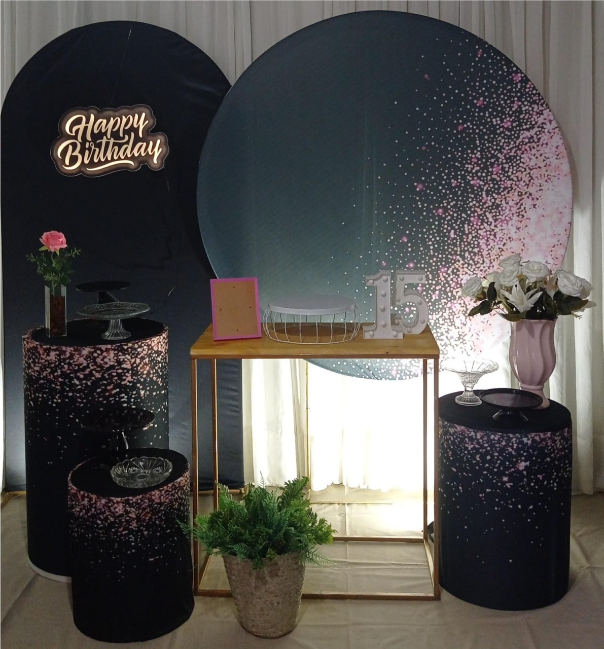 Glitado Preto Com Rosé - Tok de Festas 