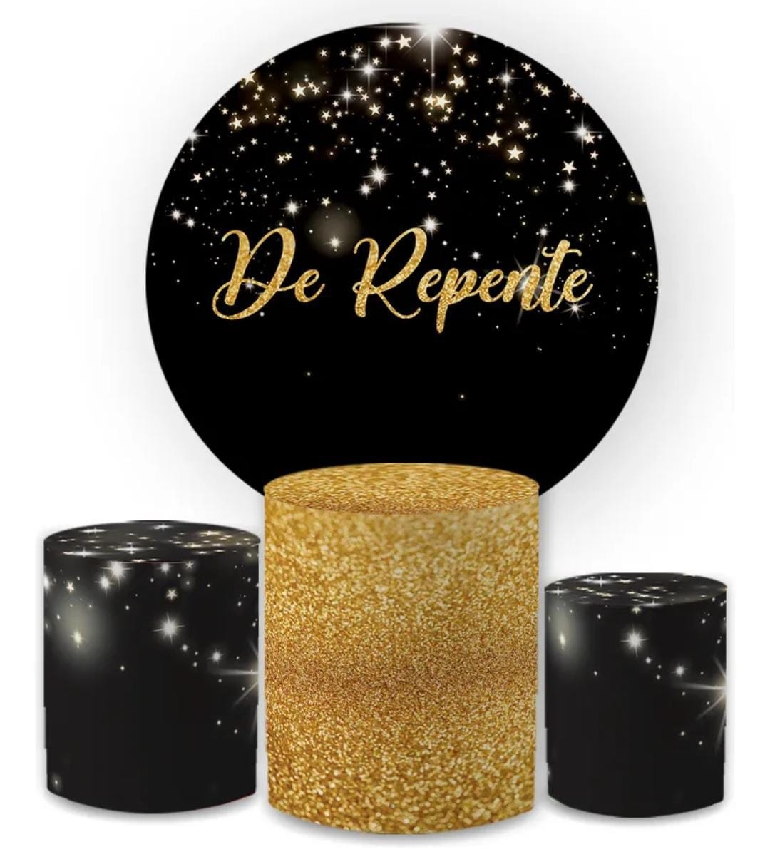 Painel de Repente Preto E Dourado - Tok de Festas 