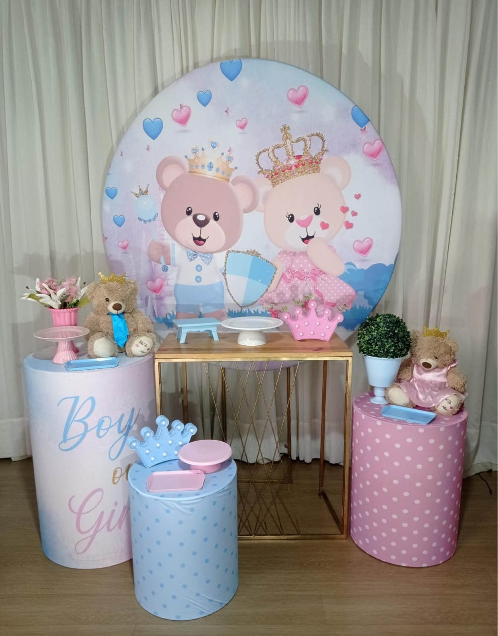 Urso Principe Azul/Rosa - Tok de Festas 