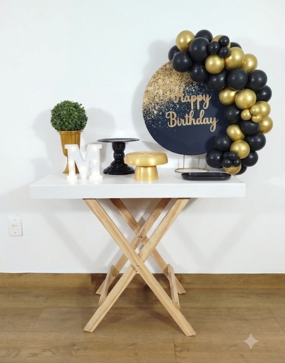Mini Kit Happy Birthday Preto E Dourado - Michele Locações