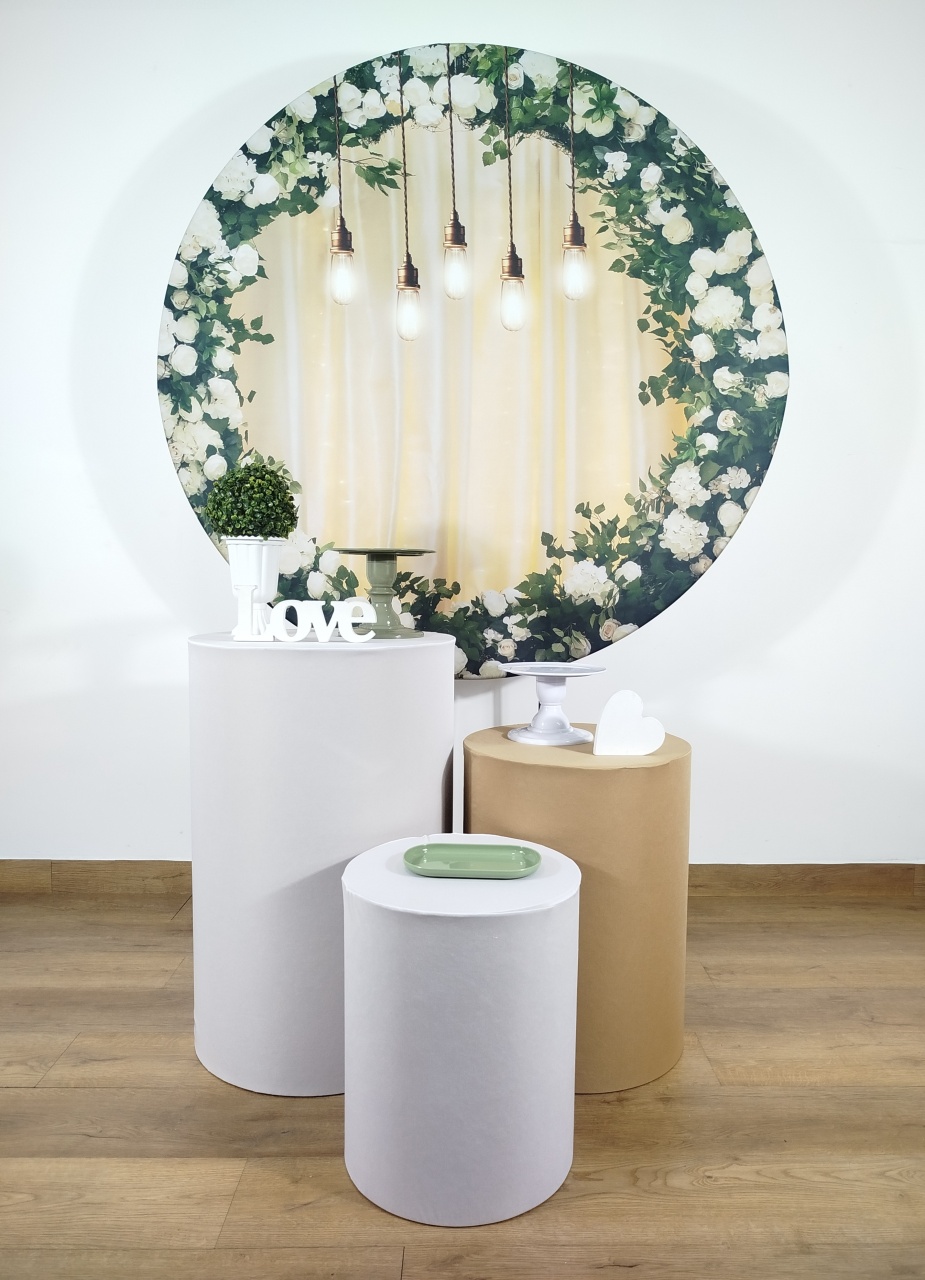 Kit Prata Painel Floral Lampadas - Michele Locações