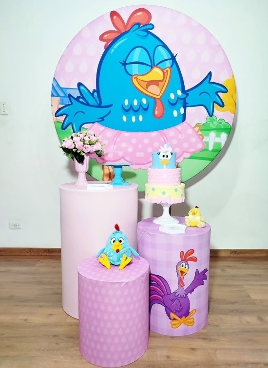 Kit Prata Galinha Pintadinha Rosa - Michele Locações